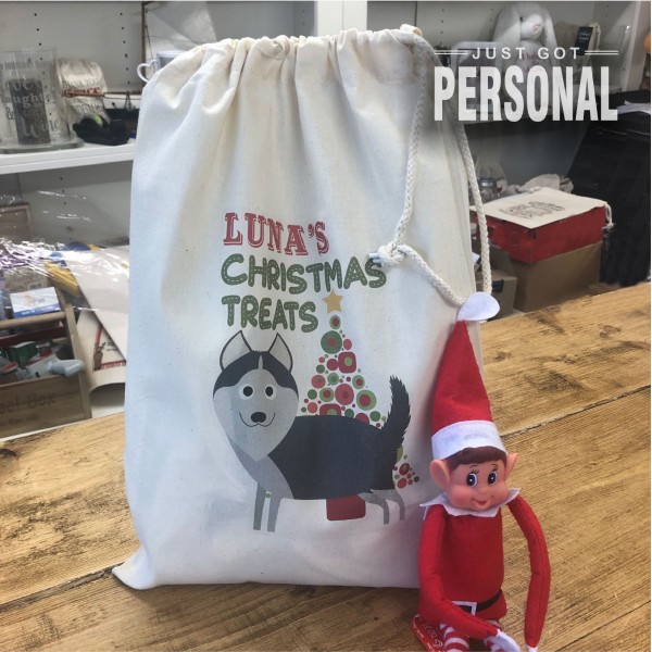 Personalised Dog Santa Sack - Husky - Luna Design